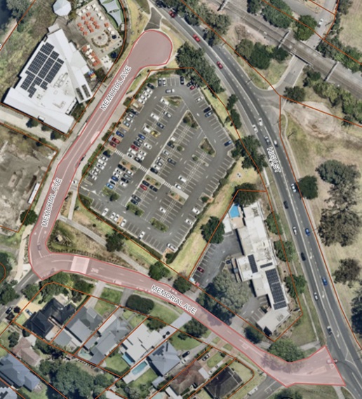 Map highlighting Alcohol Free Zone – Memorial Avenue, Penrith