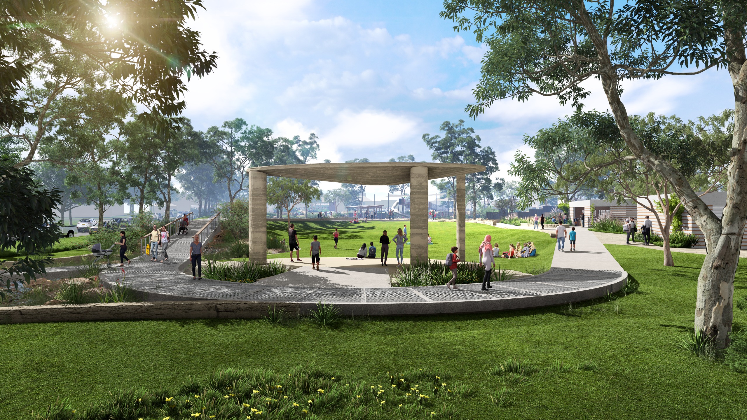 artist render of entertainment canopy