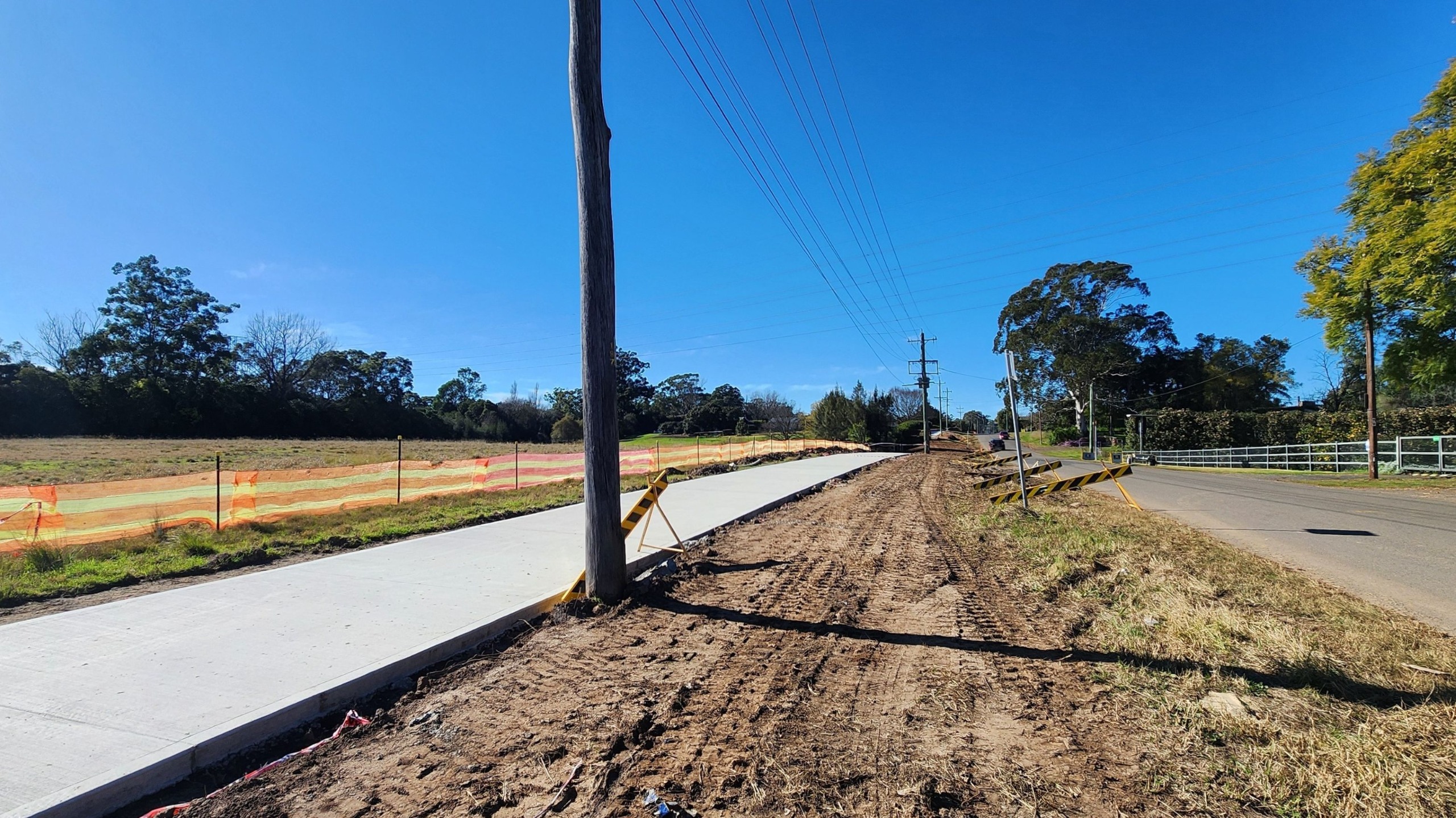 Completed section of the new shared path along Factory Road.
