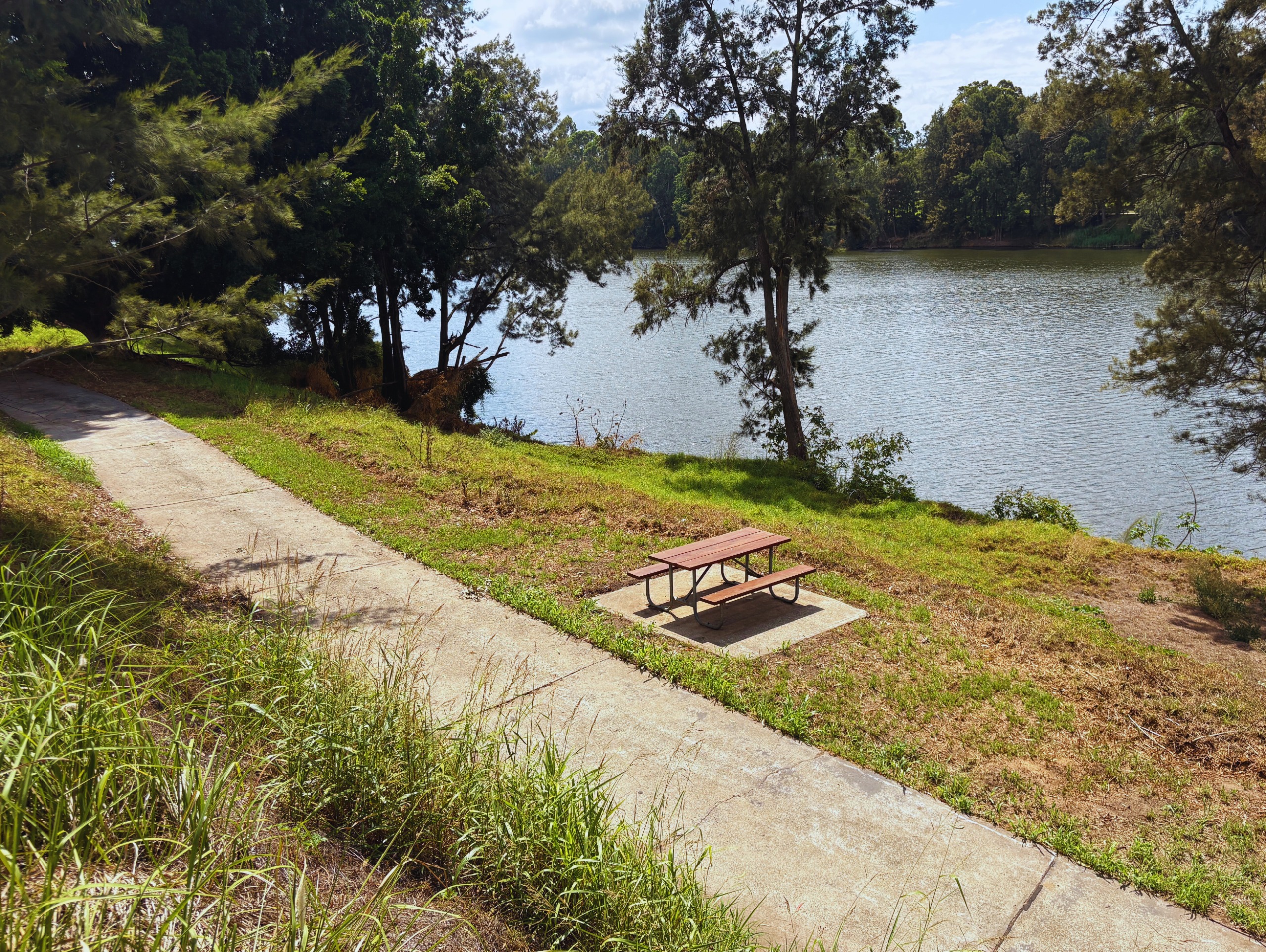 An image of a pathway and picnic table with the Nepean River in the background