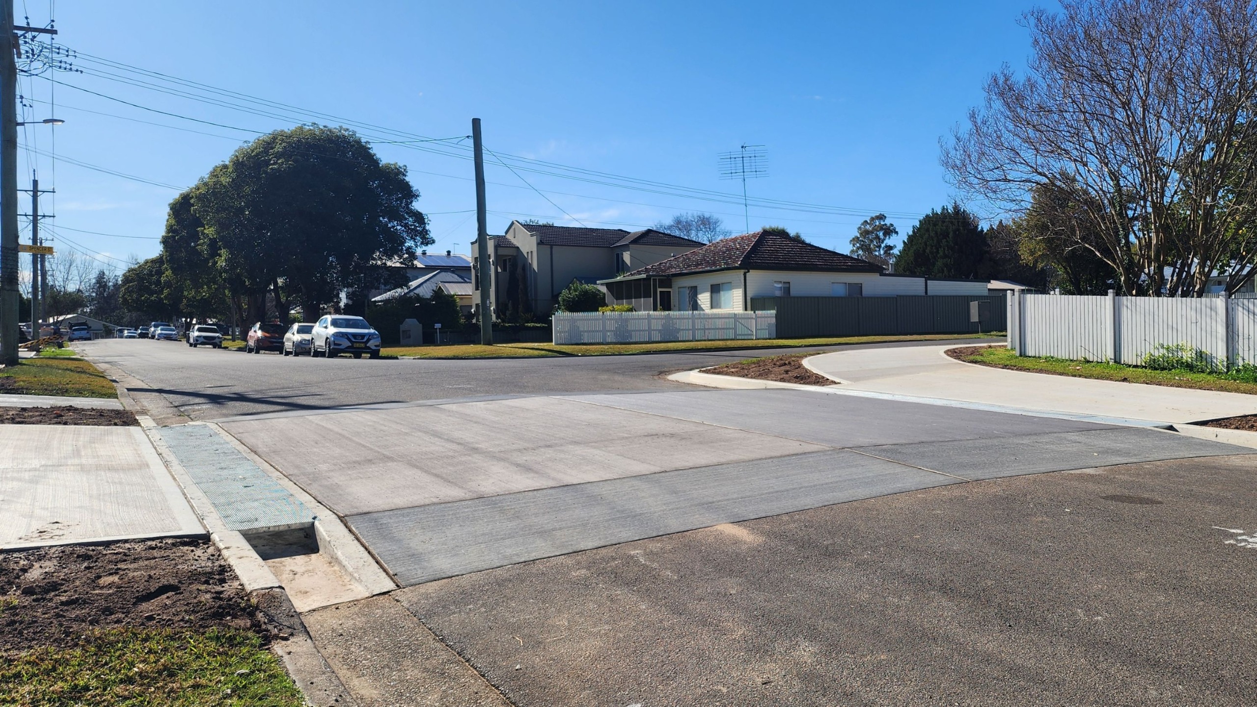 New raised pedestrian crossing on the corner of Spencer Street and Loftus Street.