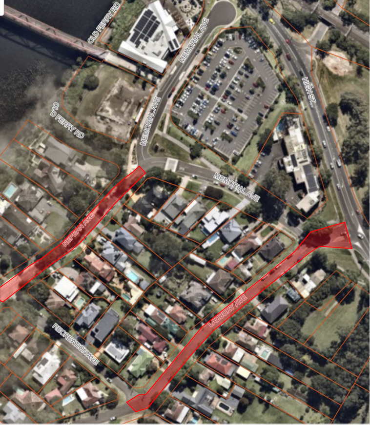Map highlighting Alcohol Free Zone – Nepean Avenue and Ladbury Avenue, Penrith