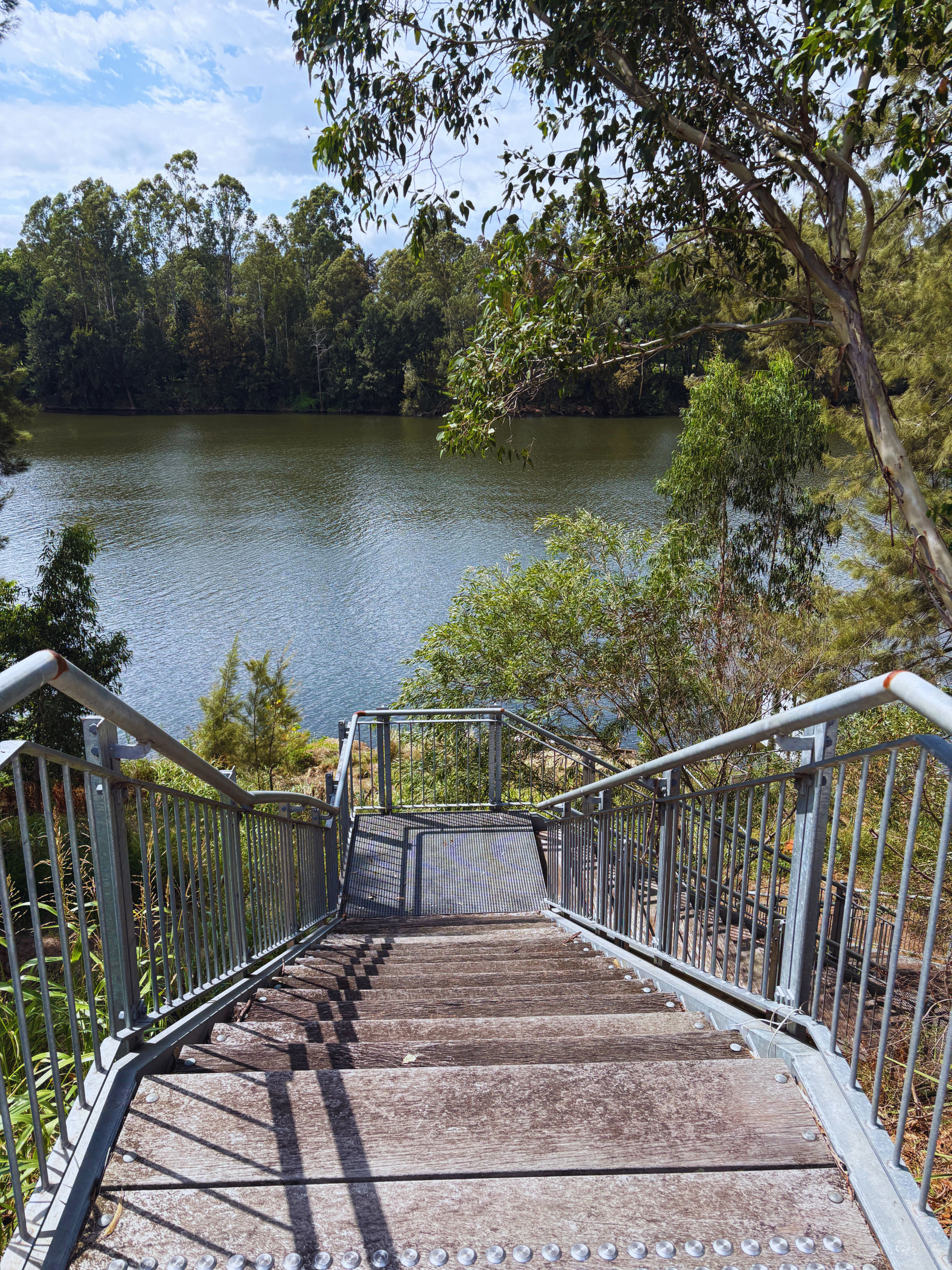 An image of stairs leading down to the Nepean River.