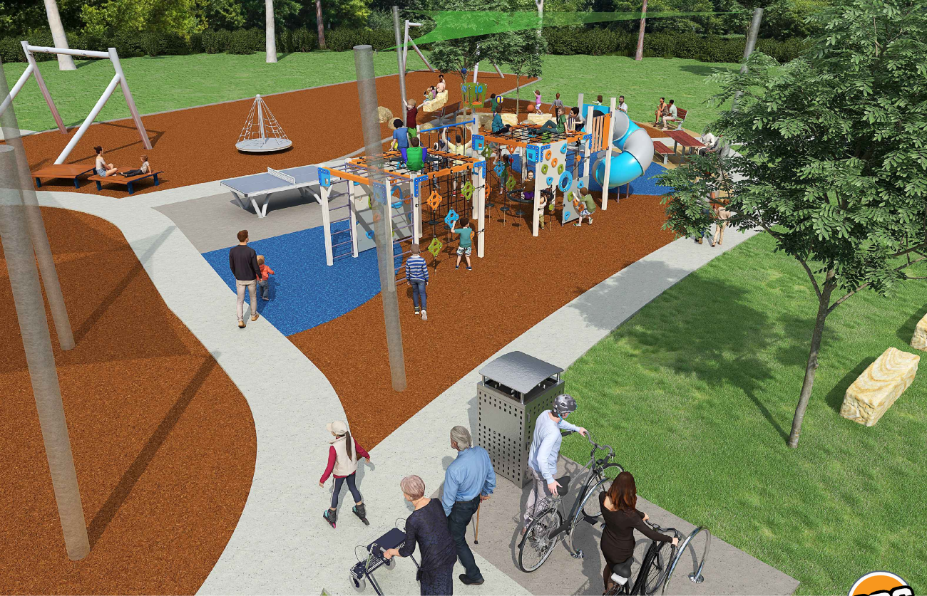 render of table tennis and bike racks