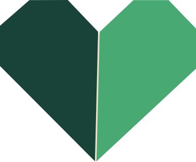 An origami heart in shades of green