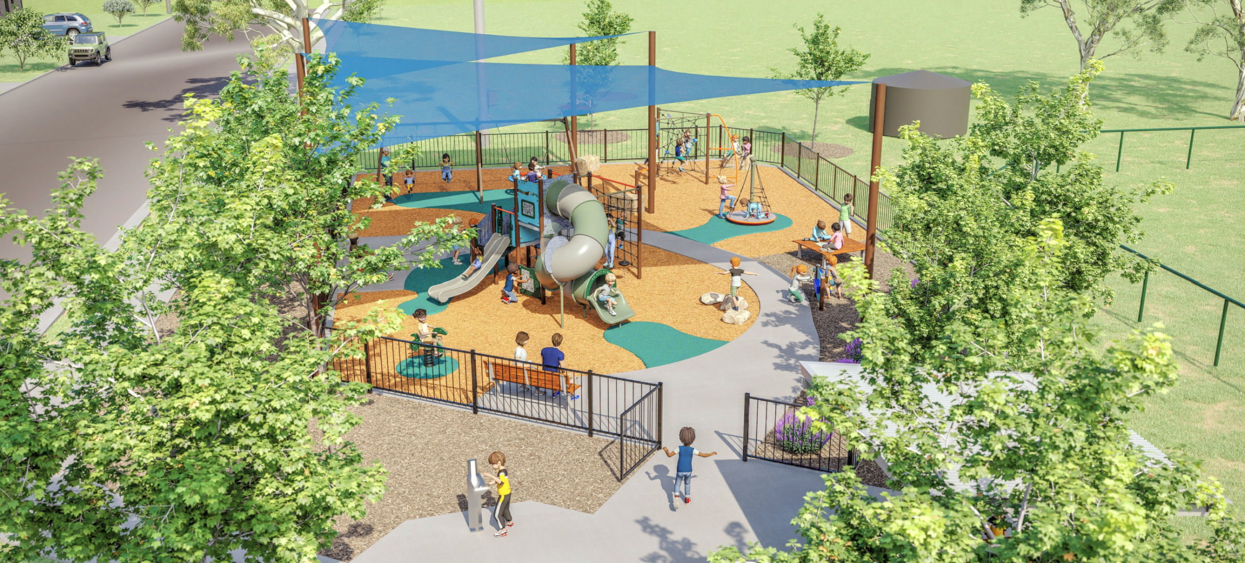 Aerial view of Allsopp and Paterson playspace design