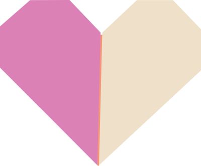 An origami hear in shades of pink and beige