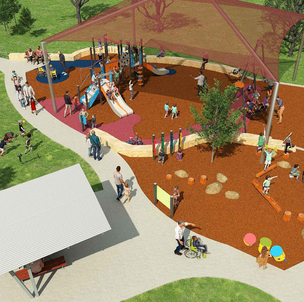 Aerial of Amaroo Street Reserve playspace design