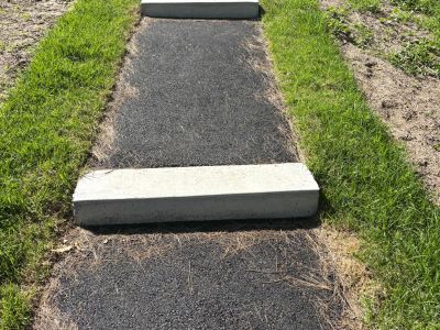 A photo of the pathway leading up to River Road